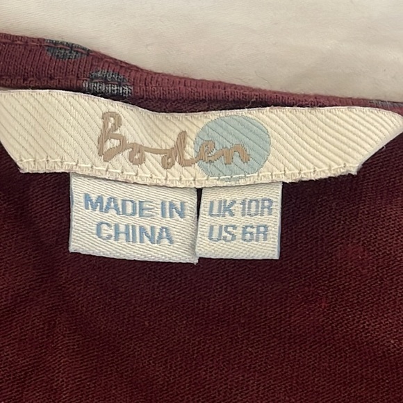 Boden Cressida Dress Faux Wrap Jersey Maroon Dots Size 6. With pockets. EUC - Picture 7 of 10